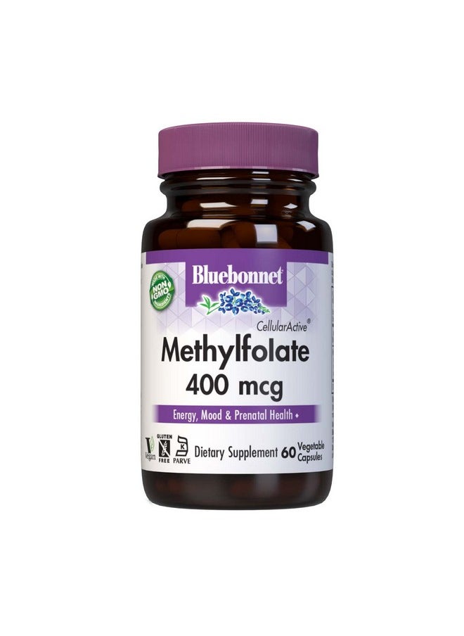 Bluebonnet - Nutrition Cellularactive Methylfolate 400 Mcg Formulated With Quatrefolic For Energy Mood And Prenatal Health Vegan Gluten Free Non Gmo And Kosher 60 Capsules 60 Servings - Image 1