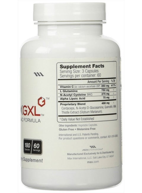 Max International Max GXL, Unique NAC Formula, 180 Vegetable Capsules, 60  Servings | Best Price KSA
