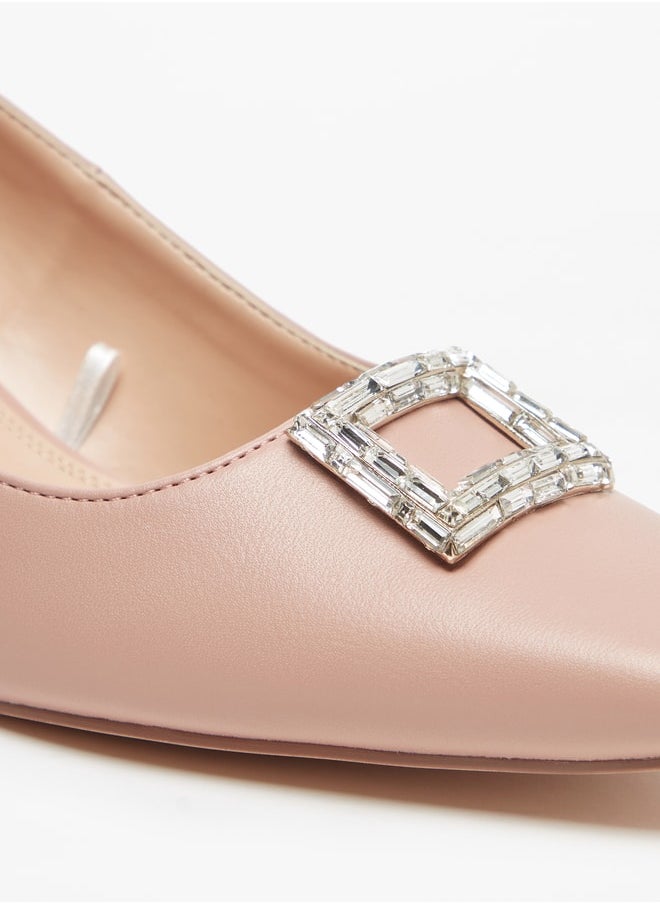 Celeste - Women's Embellished Slip-On Pumps with Kitten Heels - Image 1