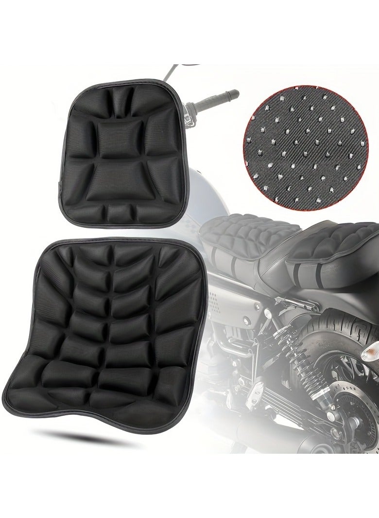2pcs Motorcycle Seat Cushions, Large and Small, Shock Absorbing, Weatherproof, Breathable, Anti-UV, Street Bike Air Cushion, Perfect for Long Road Trips, Summer Adventures and Holiday Road Journeys - Image 1