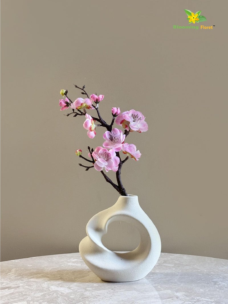 Blooming Floret Artificial Plum Blossom Flower Stick (Set of 2) Perfect for Home Decor, Office, Weddings, Gifting/Natural Looking Flower Stems 36 cm | Durable (Pink) - Image 2