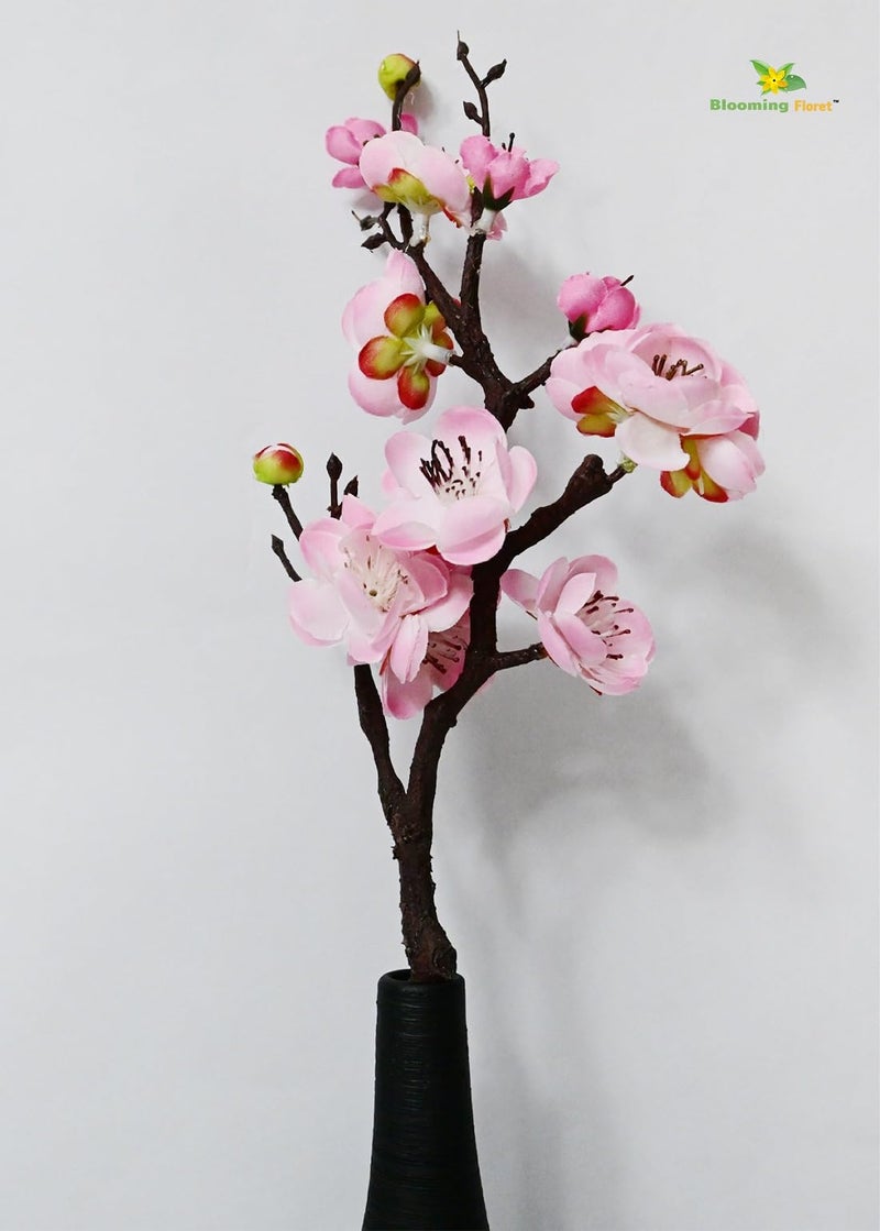 Blooming Floret Artificial Plum Blossom Flower Stick (Set of 2) Perfect for Home Decor, Office, Weddings, Gifting/Natural Looking Flower Stems 36 cm | Durable (Pink) - Image 1