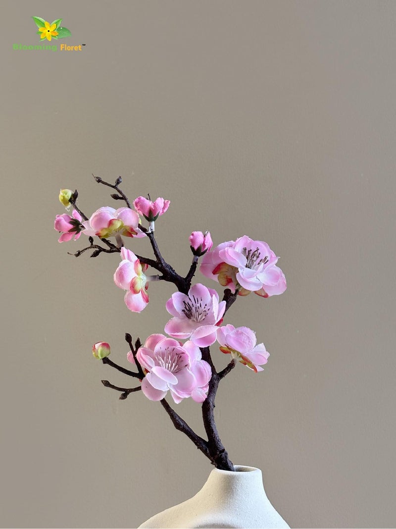Blooming Floret Artificial Plum Blossom Flower Stick (Set of 2) Perfect for Home Decor, Office, Weddings, Gifting/Natural Looking Flower Stems 36 cm | Durable (Pink) - Image 3
