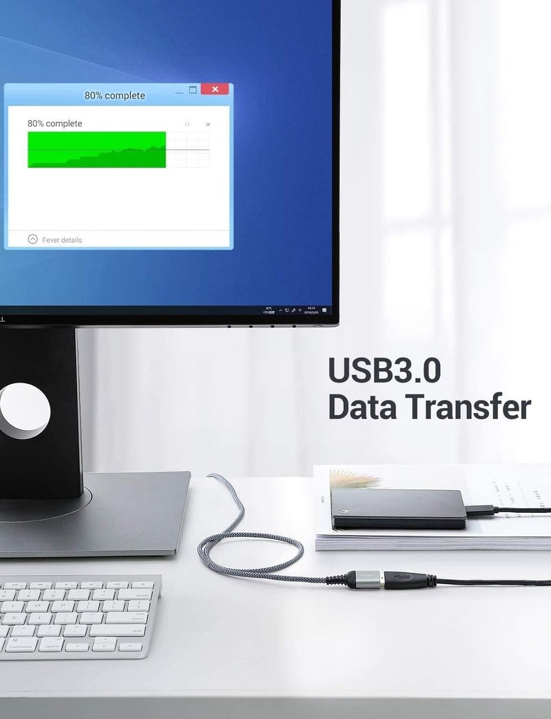 Ainope كابل تمديد USB، موسع USB، كابل تمديد USB 3.0، سلك ذكر إلى أنثى لنقل بيانات عالي متوافق مع كاميرا الويب، لوحة المفاتيح، محرك الفلاش، القرص الصلب، الطابعة، 3.3 قدم، رمادي - Image 5