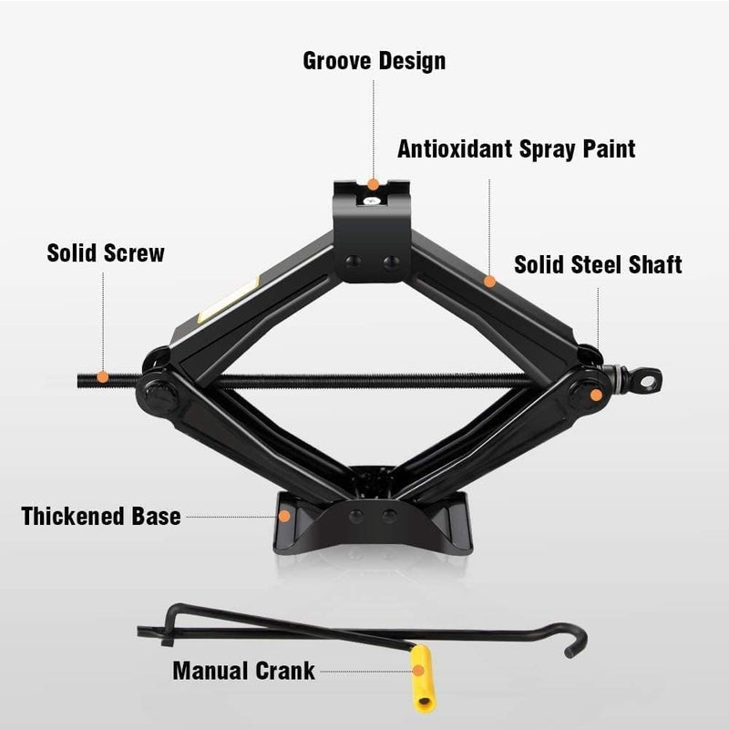 AQ AQSON AQSON 3 Ton Black Steel Car Scissor Jack with Hand Crank - Portable Hydraulic Jack for Sedans and Coupes - Image 5