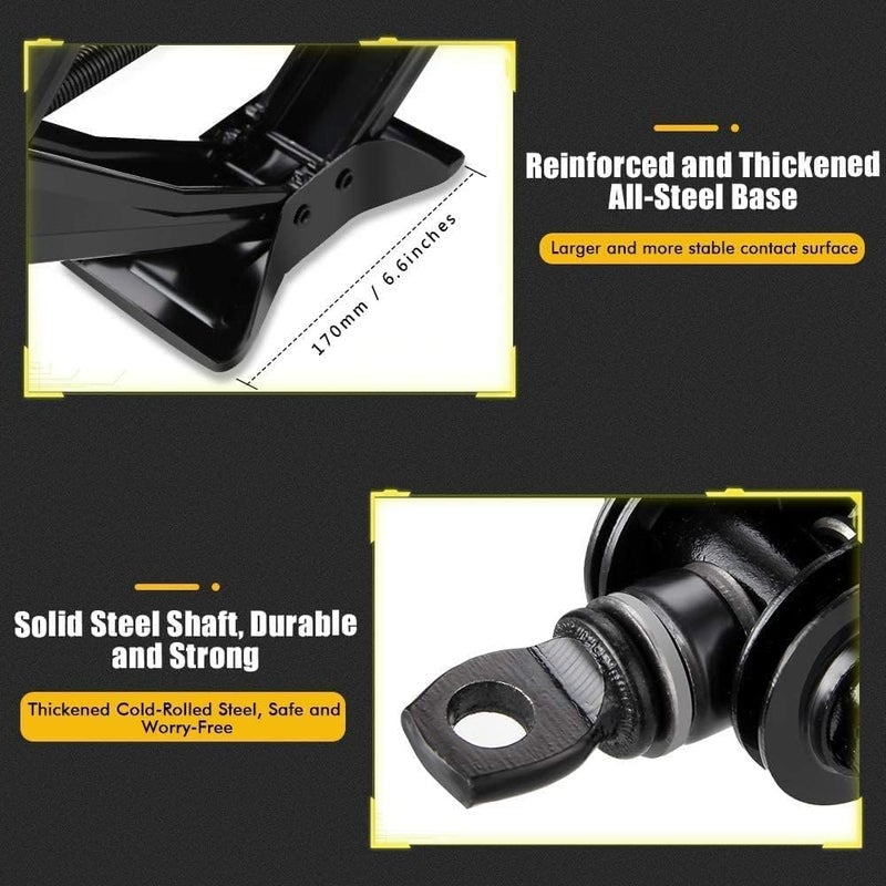 AQ AQSON AQSON 3 Ton Black Steel Car Scissor Jack with Hand Crank - Portable Hydraulic Jack for Sedans and Coupes - Image 4