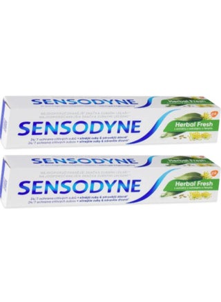 Two pieces of Sensodyne Fresh Herbal Paste 75 ml