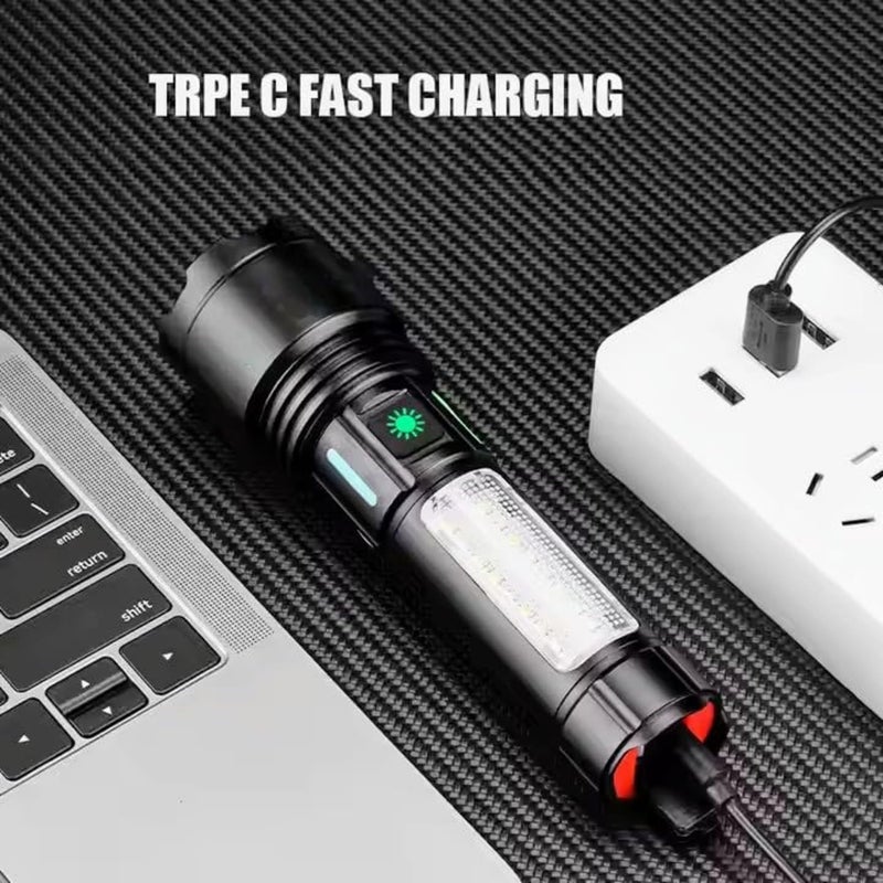 Sprysh مصباح يدوي LED قابل للتعديل مع قوة عالية 1500 لومن وبنك طاقة قابل للشحن عبر USB مسافة إضاءة 500 متر مع مصباح COB - Image 5