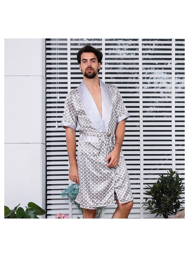 Loquat Printed Pyjama Robe Silver  - Image 2