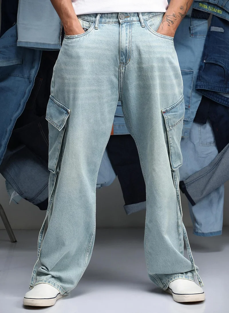 كامبوس سوترا جينز رجالي أزرق فاتح فضفاض متعدد الجيوب