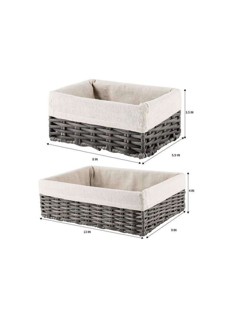 Spaceshoop Handmade Storage Basket Wicker Baskets for Organizing Shelf Baskets Woven Decorative Home Storage Bins Decorative Baskets Organizing Baskets Nesting Baskets Set of 3pcs  - Image 2