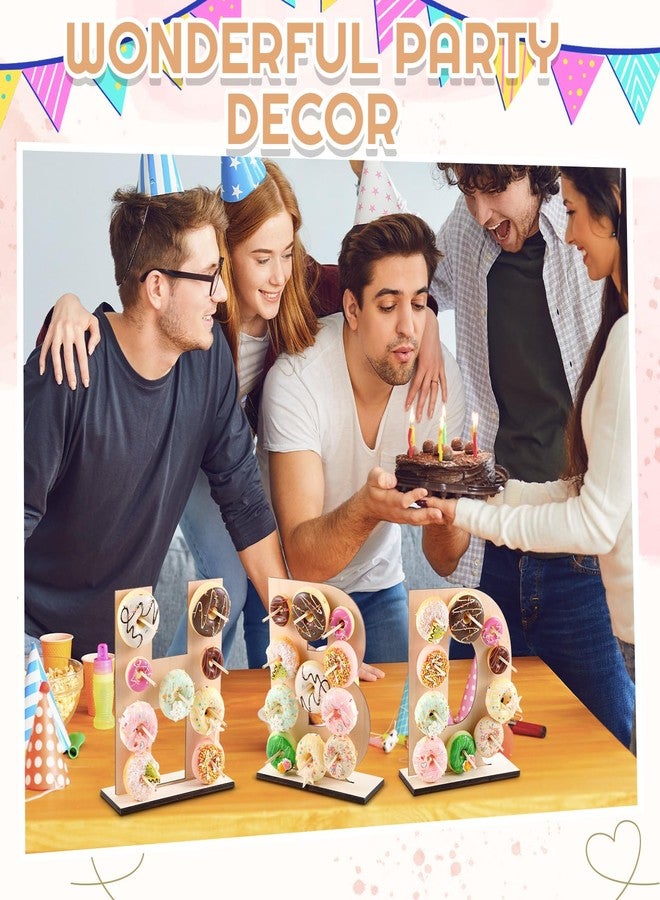 حامل دونات خشبي على شكل حرف رقم 1 من كولينجميل، لوحة عرض دونات، حامل حائط، مناسب لحفلات الزفاف وأعياد الميلاد والذكرى السنوية وعيد الحب وتزيين طاولة الحلويات (قطعة واحدة) - Image 5