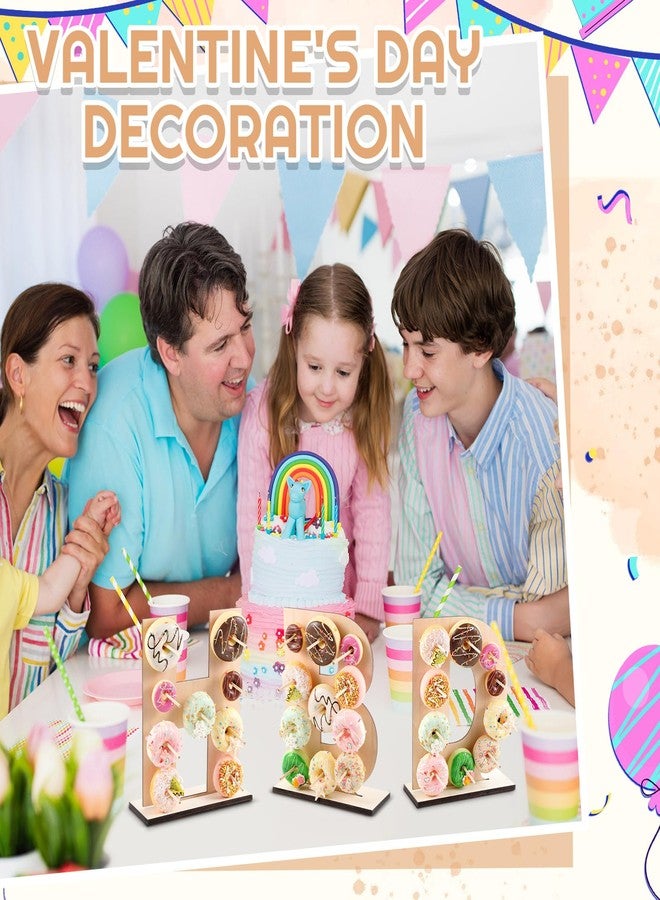 حامل دونات خشبي على شكل حرف رقم 1 من كولينجميل، لوحة عرض دونات، حامل حائط، مناسب لحفلات الزفاف وأعياد الميلاد والذكرى السنوية وعيد الحب وتزيين طاولة الحلويات (قطعة واحدة) - Image 4