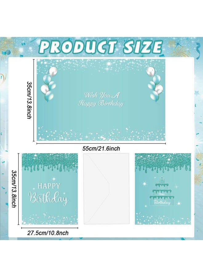 CHUNNIN Jumbo Birthday Guest Book Greeting Cards Teal Silver Large Birthday Gifts Card With Envelope Supplies Teal Giant Guest Book Birthday Signs for Girl Women Glitter Birthday Party Decorations - Image 2