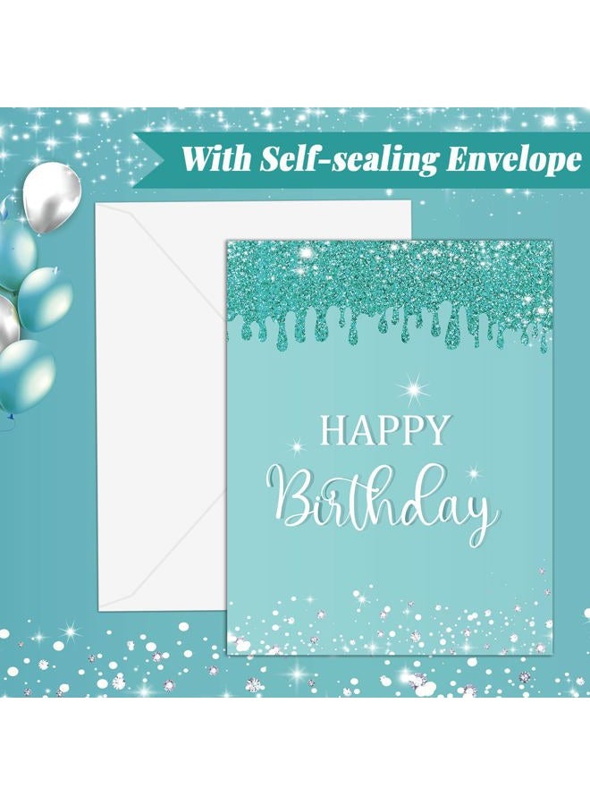 CHUNNIN Jumbo Birthday Guest Book Greeting Cards Teal Silver Large Birthday Gifts Card With Envelope Supplies Teal Giant Guest Book Birthday Signs for Girl Women Glitter Birthday Party Decorations - Image 4