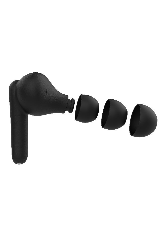 بيلكين سماعات أذن SoundForm Rhythm True لاسلكية بميكروفون، شحن سريع بمنفذ USB-C، عمر بطارية 28 ساعة، مقاومة للماء طبقًا لمعيار IPX5 - سماعات أذن بتقنية Bluetooth لأجهزة iPhone وiPad وGalaxy وPixel - أسود - Image 2