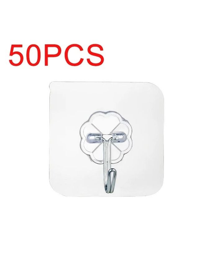 50 Pcs Transparent Adhesive Hooks Strong Sticky Removable No Drilling Wall Mounted For Kitchen Bathroom - Image 3
