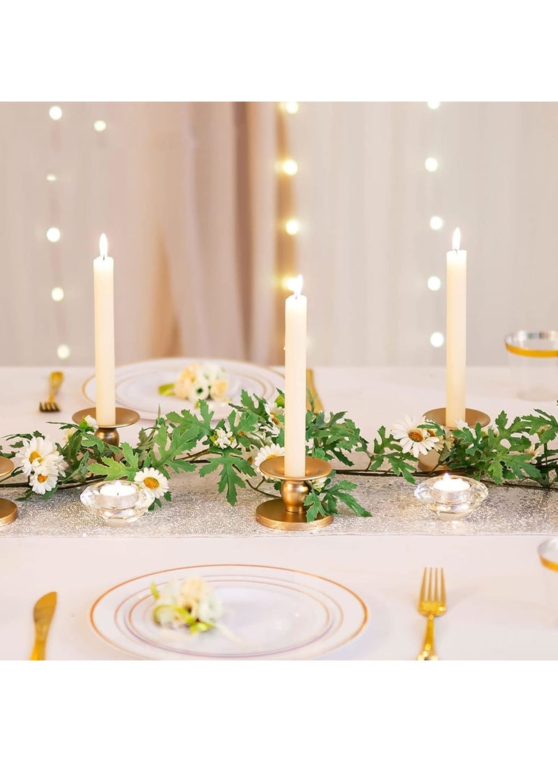 Excefore Candle Holders for Pillar Candles, Gold Pillar & Taper Candle Holder, Small Metal Candle Stick Candle Holder for Wedding, Dining Room Table Centerpiece, Holiday Decor, 6 Pcs - Image 3