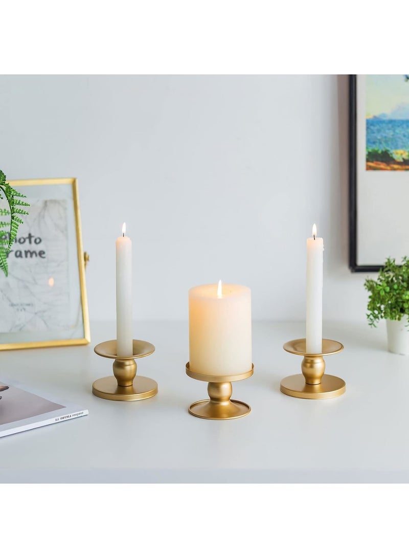Excefore Candle Holders for Pillar Candles, Gold Pillar & Taper Candle Holder, Small Metal Candle Stick Candle Holder for Wedding, Dining Room Table Centerpiece, Holiday Decor, 6 Pcs - Image 4