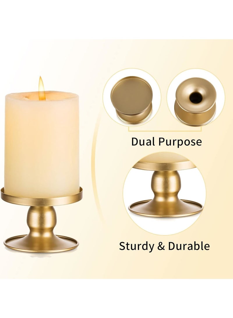 Excefore Candle Holders for Pillar Candles, Gold Pillar & Taper Candle Holder, Small Metal Candle Stick Candle Holder for Wedding, Dining Room Table Centerpiece, Holiday Decor, 6 Pcs - Image 5