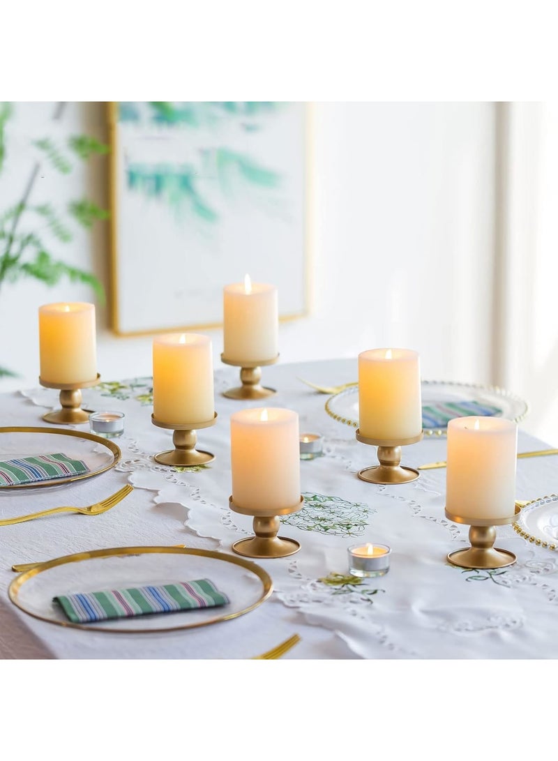 Excefore Candle Holders for Pillar Candles, Gold Pillar & Taper Candle Holder, Small Metal Candle Stick Candle Holder for Wedding, Dining Room Table Centerpiece, Holiday Decor, 6 Pcs - Image 2