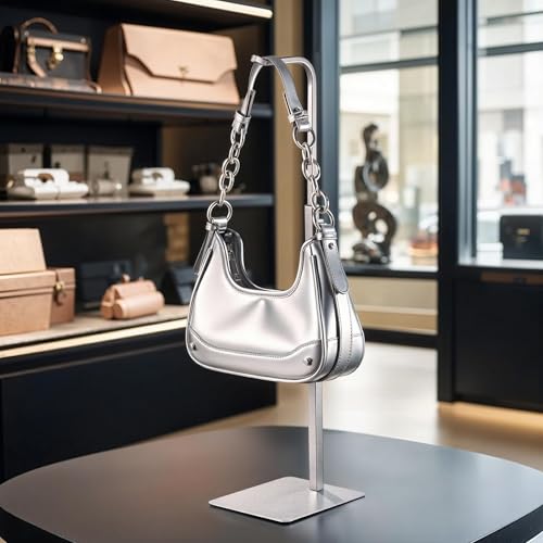 Josmimic 2 Pack Purse Holder Handbag Display Stand: Silver Hanger Rack for Bags, Purses, and Wreath, Adjustable Hook Stand for Tabletop, Closet, and Retail Use for Vendors - Image 5