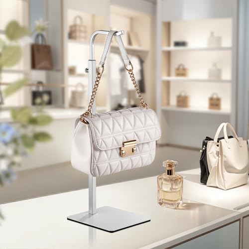 Josmimic 2 Pack Purse Holder Handbag Display Stand: Silver Hanger Rack for Bags, Purses, and Wreath, Adjustable Hook Stand for Tabletop, Closet, and Retail Use for Vendors - Image 2