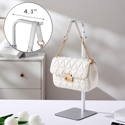 Josmimic 2 Pack Purse Holder Handbag Display Stand: Silver Hanger Rack for Bags, Purses, and Wreath, Adjustable Hook Stand for Tabletop, Closet, and Retail Use for Vendors - Image 4