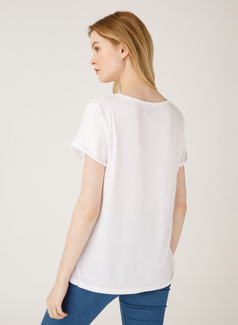 Biggdesign Faces Dreamer Women's T-Shirt, Custom Design, Cotton Material, White T-shirt, Printed, Size S - Image 2