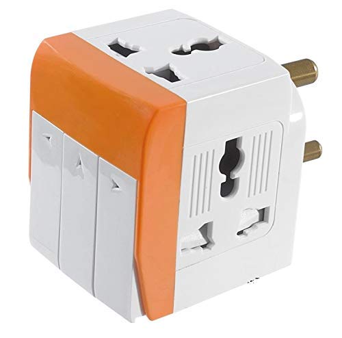 SEASPIRIT 3 PIN 3 Way Universal Conversion Plug with Individual Switch for Home and Official UseBlue and White - Image 1