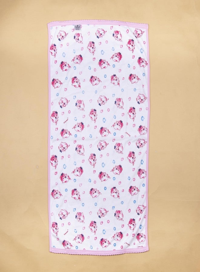 Tinycare Cotton Bath Towel for New Born Baby, Extra Soft Double Side Terry Printed Towel for Kids/Toddler/Infants 89 x 50cm, Quick Absorbent, Reusable Regular Towel (Pink- Pack of 1) 0-12 Months - Image 5