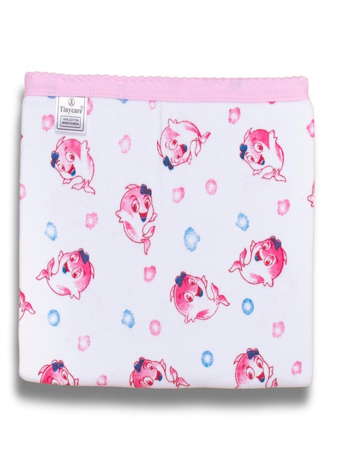 Tinycare Cotton Bath Towel for New Born Baby, Extra Soft Double Side Terry Printed Towel for Kids/Toddler/Infants 89 x 50cm, Quick Absorbent, Reusable Regular Towel (Pink- Pack of 1) 0-12 Months