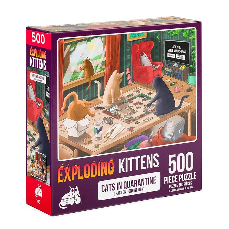 Exploding Kittens Cats in Quarantine Jigsaw Puzzle by Exploding Kittens 500 Pieces Ideal for Adults Teens and Kids A Funny and Artistic CatThemed Puzzle - Image 2