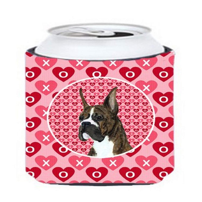Caroline's Treasures Caroline's Treasures SS4508CC Boxer Hearts Love and Valentine's Day Portrait Can or Bottle Hugger Cooler Washable Drink Sleeve Collapsible Beverage Insulated Holder  Can Hugger  Multicolor 