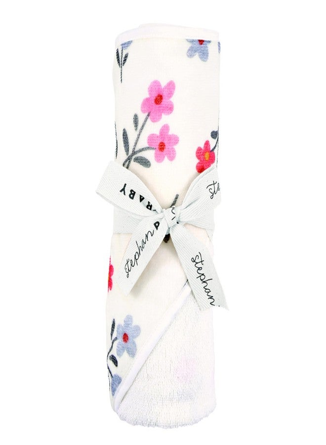 Stephan Baby Hooded Towel - Playful and Soft 100% Cotton Velour Terry Cloth, 29" Square, Floral - Image 3
