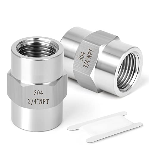 TAISHER 2PCS Forging of 304 Stainless Steel Pipe Fitting, Coupling, 3/4-Inch Female Pipe x 3/4-Inch Female Pipe - Image 1