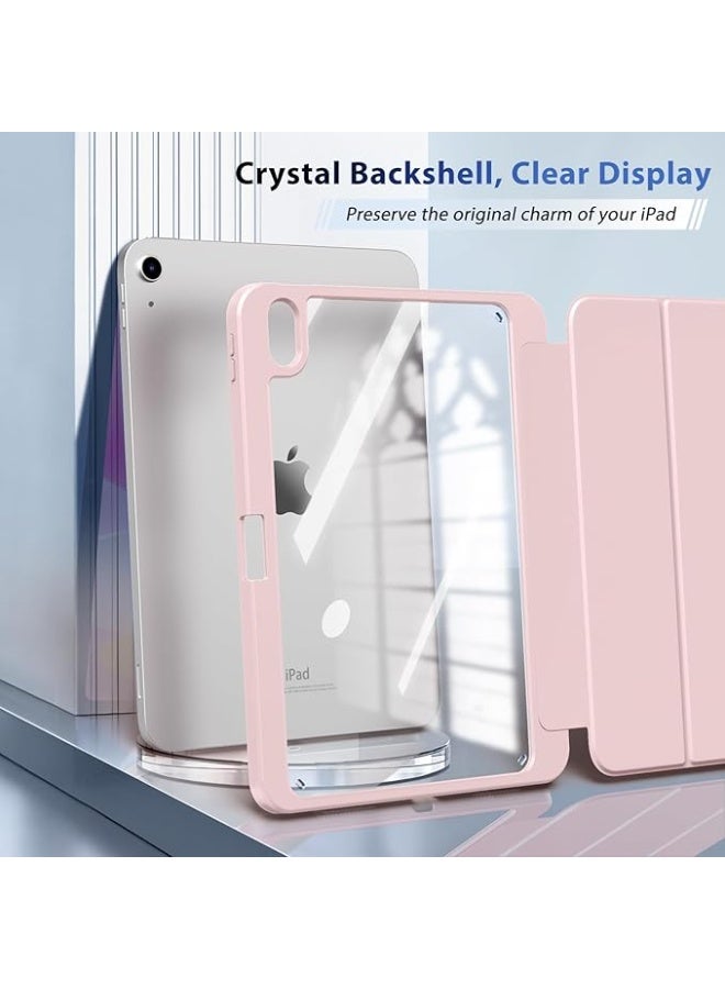 Compatible with  iPad 11th Generation Case / iPad 10th Generation 2022 10.9", Smart Protective Layer with Pencil Holder, Translucent Slim Shell with Trifold Cover - Pink - Image 4