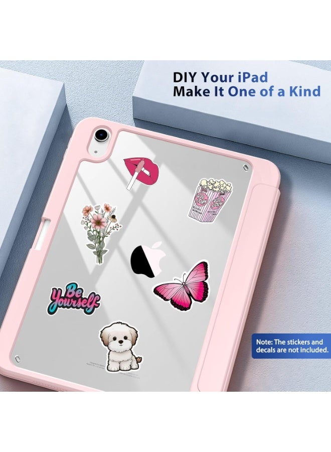 Compatible with  iPad 11th Generation Case / iPad 10th Generation 2022 10.9", Smart Protective Layer with Pencil Holder, Translucent Slim Shell with Trifold Cover - Pink - Image 2