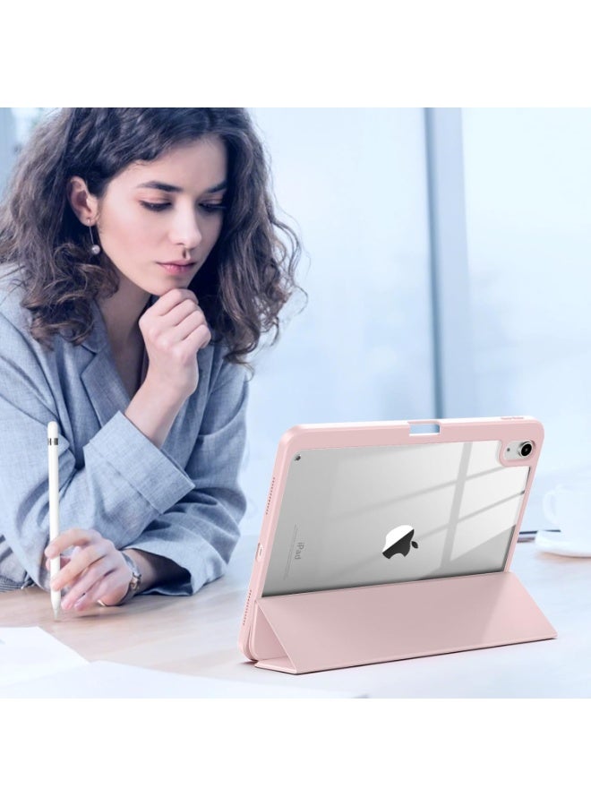 Compatible with  iPad 11th Generation Case / iPad 10th Generation 2022 10.9", Smart Protective Layer with Pencil Holder, Translucent Slim Shell with Trifold Cover - Pink - Image 5