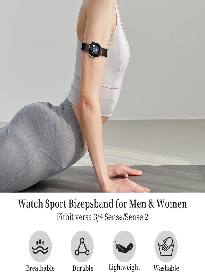 Zspoly Sportarmband Arm Ankle Band Compatible with Fitbit Versa 4/Fitbit Versa 3 /Fitbit Sense 2/Fitbit Sense Bands, Elastic Nylon Adjustable Upper Oberarmband Bicep Band Jogging for Men Women - Image 4
