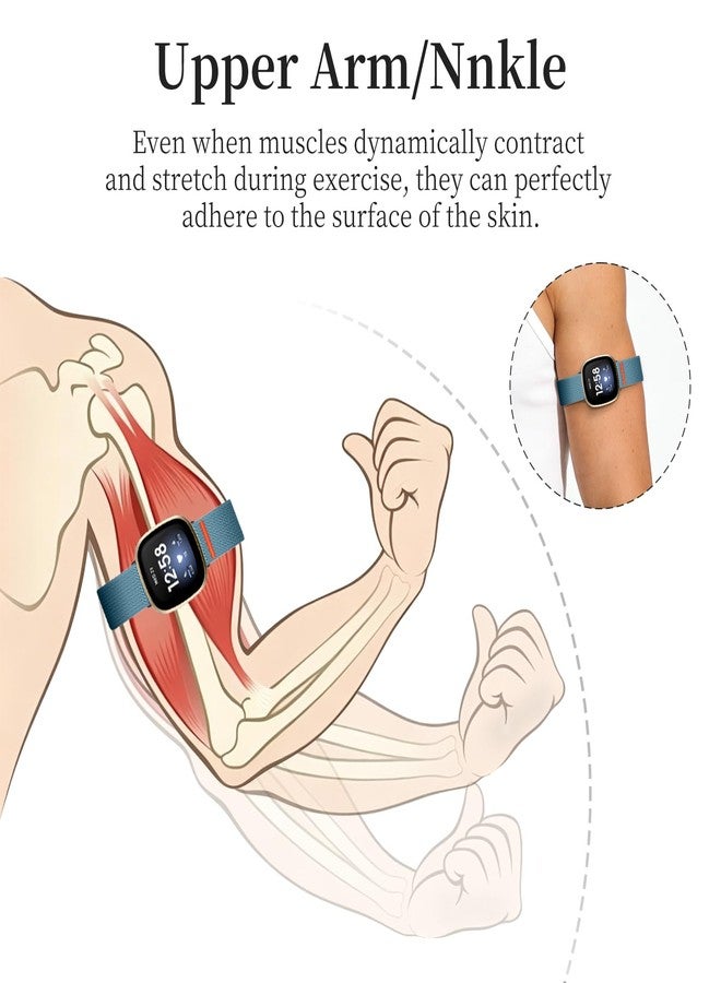 Zspoly Sportarmband Arm Ankle Band Compatible with Fitbit Versa 4/Fitbit Versa 3 /Fitbit Sense 2/Fitbit Sense Bands, Elastic Nylon Adjustable Upper Oberarmband Bicep Band Jogging for Men Women - Image 5