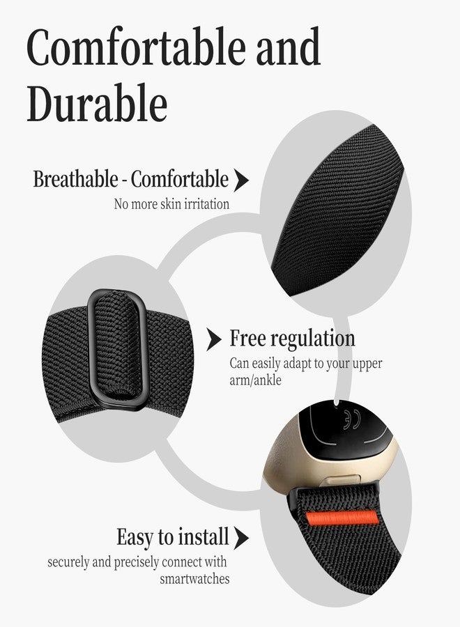 Zspoly Sportarmband Arm Ankle Band Compatible with Fitbit Versa 4/Fitbit Versa 3 /Fitbit Sense 2/Fitbit Sense Bands, Elastic Nylon Adjustable Upper Oberarmband Bicep Band Jogging for Men Women - Image 3