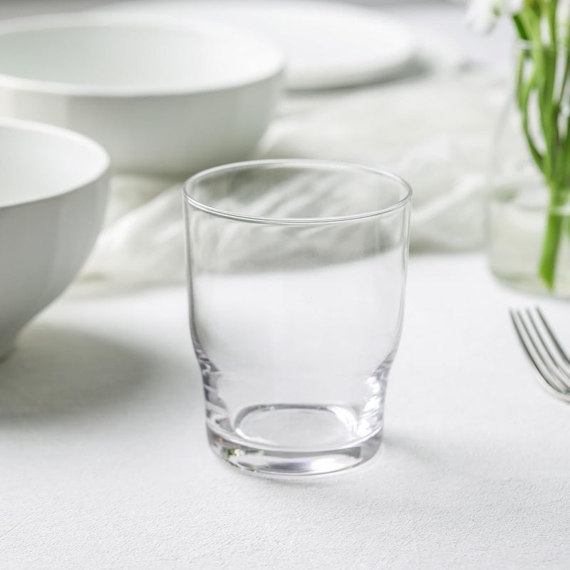 Stone Lain Rio Stoneware 16 Piece Dinnerware Set Plates and Bowls Sets Beige Dish Set with Clear Fluted Glasses Service for 4 Microwave and Dishwasher Safe - Image 4