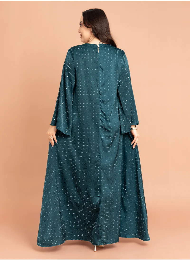 IKKXA Crystal Patterns Luxury Jalabiya IK6002 Blue