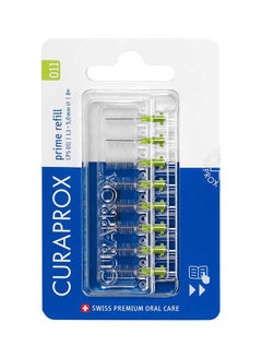 CURAPROX فرشاة أسنان بين الأسنان CPS 011 Prime Refill من Curaprox، باللون الأخضر الليموني، 8 قطع - 8 × 1.1 مم - فرشاة أسنان داخلية 5 مم.  - Image 1