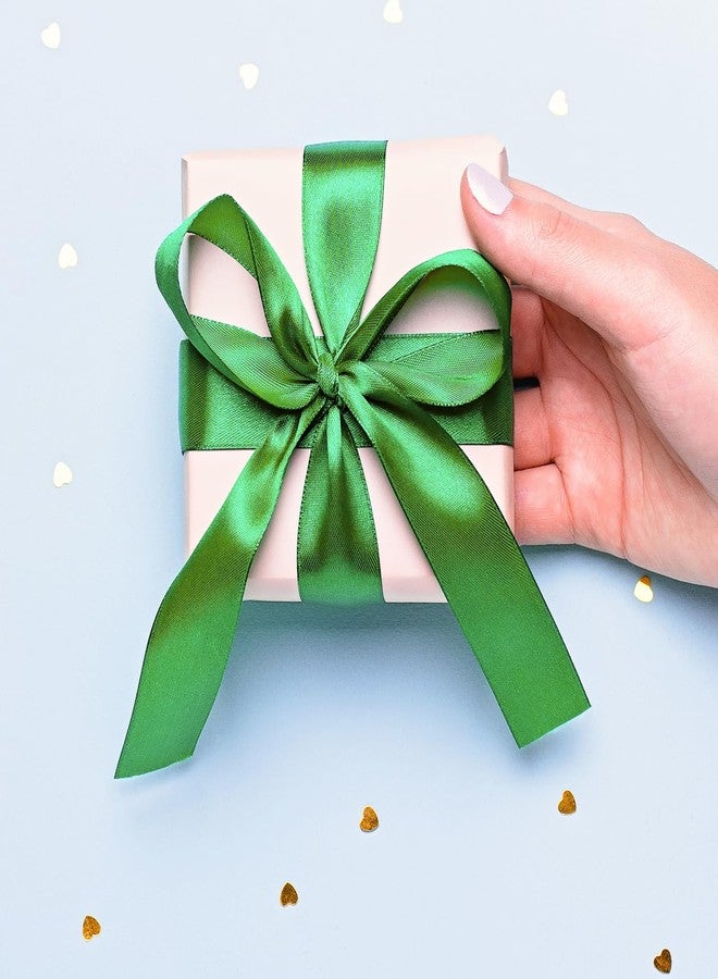 Stuffvisor Green Satin Ribbon Roll, 1/4 inch x 50 Yards, Double Face Solid Color, Thick and Durable, 100% Polyester for Gift Wrapping, Crafts, Hair and Decorations - Image 2