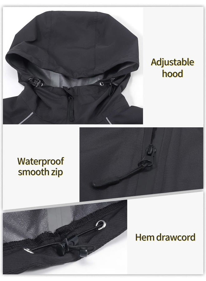 BERGRISAR Men's Cycling Rain Jacket Waterproof Cycling Windbreaker Bike Bicycle Jacket Running Hood Rain Coat black Size XX-Large - Image 5