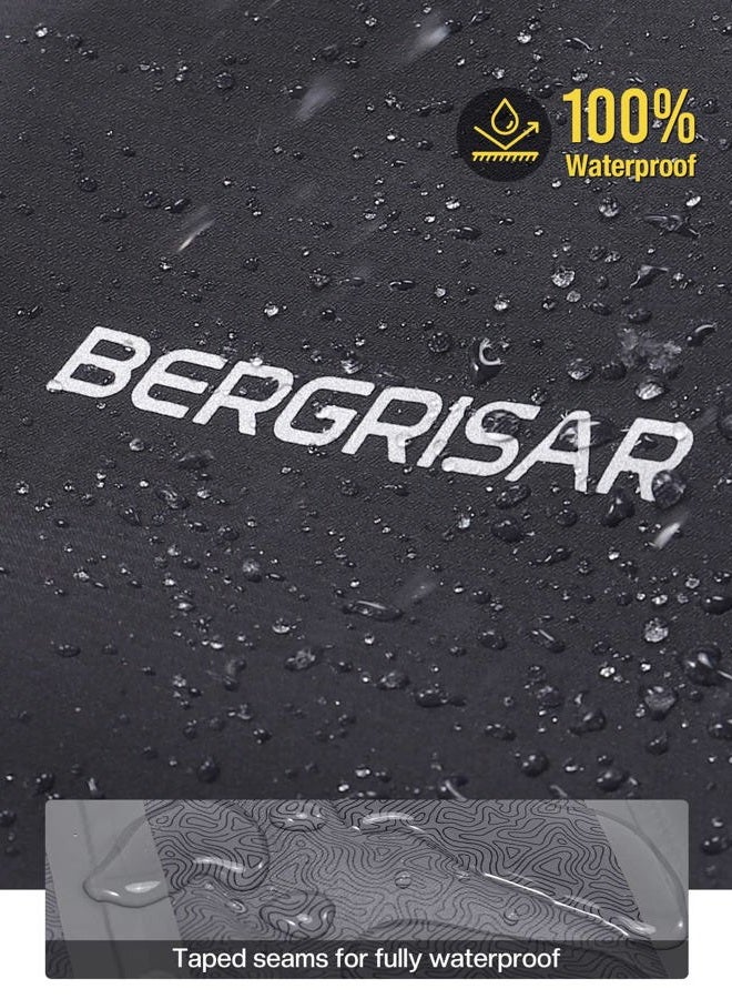 BERGRISAR Men's Cycling Rain Jacket Waterproof Cycling Windbreaker Bike Bicycle Jacket Running Hood Rain Coat black Size XX-Large - Image 3