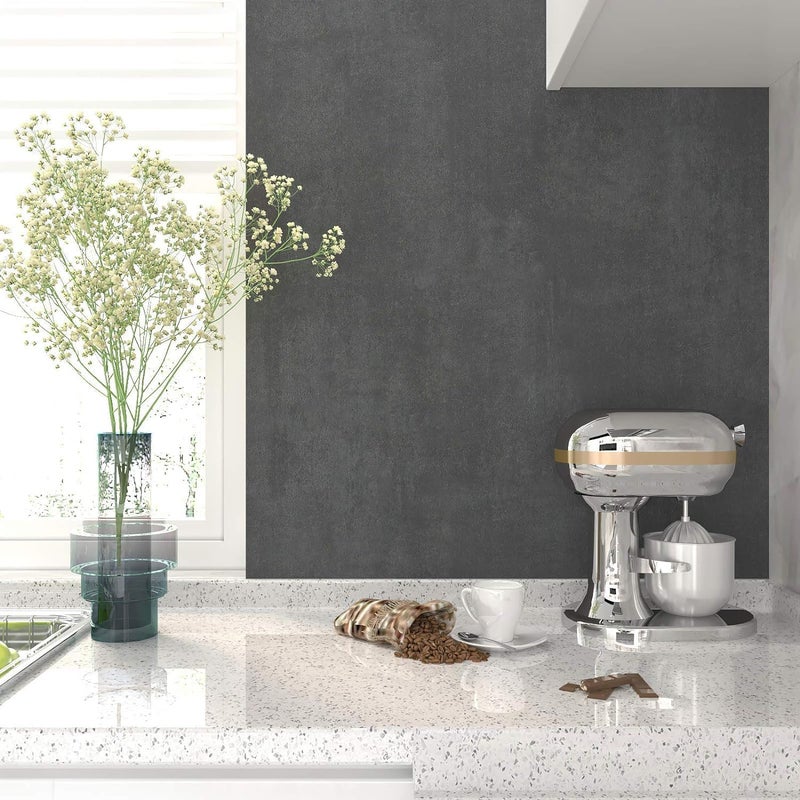 BPA ورق حائط خرسانة مطبوعة سميكة غير لامعة BPA® لاصق وقابل للإزالة رمادي داكن 15.8"x80" - Image 3