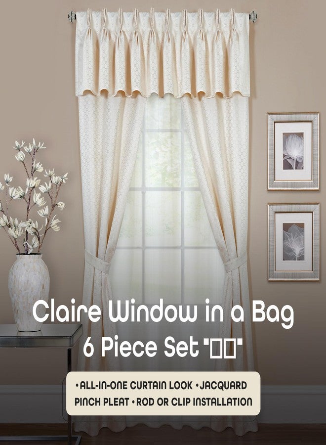 أكيم ستائر نوافذ ACHIM Claire لتصفية الضوء، نافذة في حقيبة - طقم من 6 قطع - عرض 55 بوصة، طول 63 بوصة (لون عاجي) - ستائر بوليستر للمطبخ، غرفة المعيشة، غرفة الطعام، ديكور منزلي - Image 2